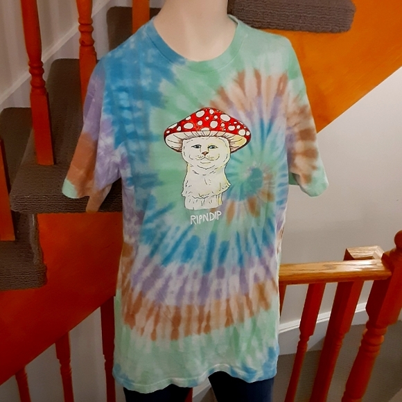 RIPNDIP Tye Dye Mushroom T-Shirt- Men's Size S/ Unisex - Picture 1 of 10